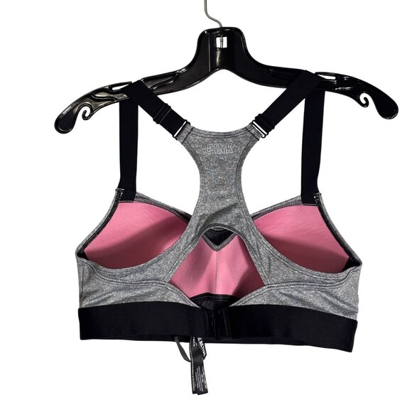 Victorias Secret Pink Active Ultimate Push-Up Sports Bra Gray/Black L - Picture 2 of 7